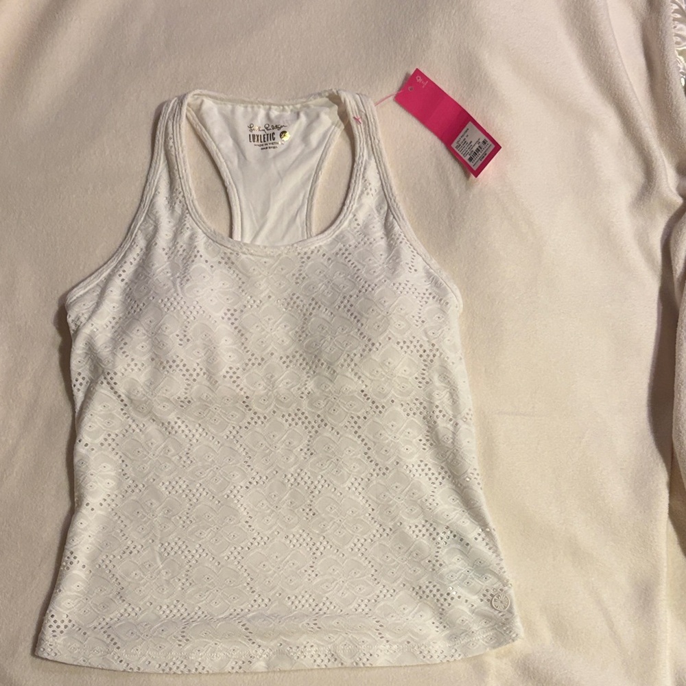 Lily Pulitzer White Eyelet Racerback Tank Top